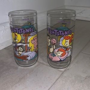 Vintage 1963 & 1964 Flintstones Glass Cups